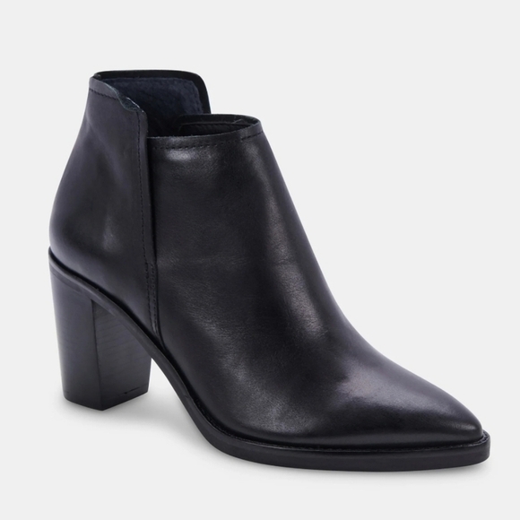 Dolce VITA Black Spade Bootie Premium leather SLIP on pointy toe New! Sz.10 - Picture 1 of 13